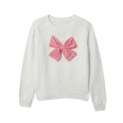 Girls Meet and Greet Bow Knit Sweater