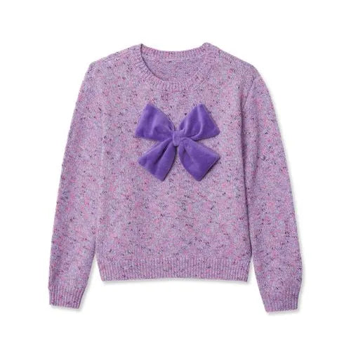 Girls Meet and Greet Bow Knit Sweater
