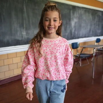 Girls Crew Neck Embroidered Sweatshirt