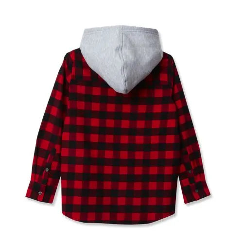 Kids Long Sleeve Hooded Flannel