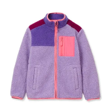 Kids Sherpa Contrast Full Zip Up Jacket