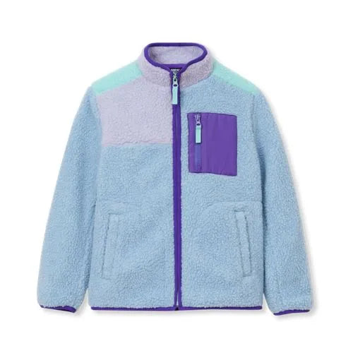 Kids Sherpa Contrast Full Zip Up Jacket
