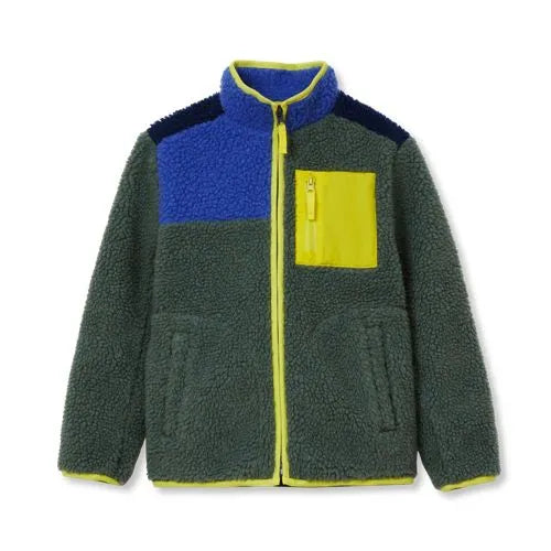 Kids Sherpa Contrast Full Zip Up Jacket