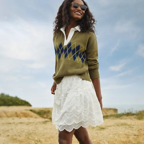 Women's Smocked Waist Above the Knee Skirt