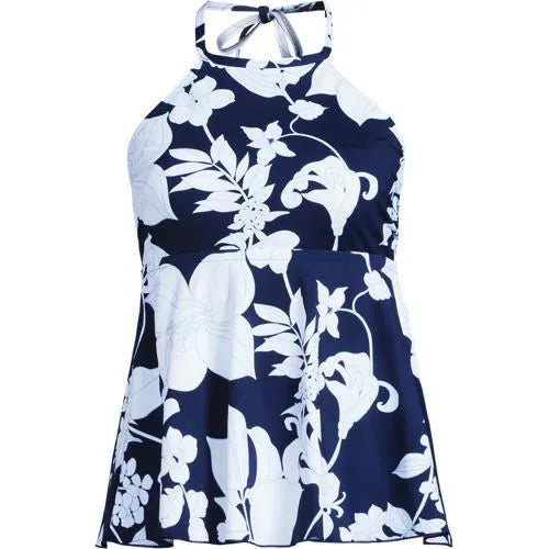 Women's Flutter High Neck Halter Tankini Top
