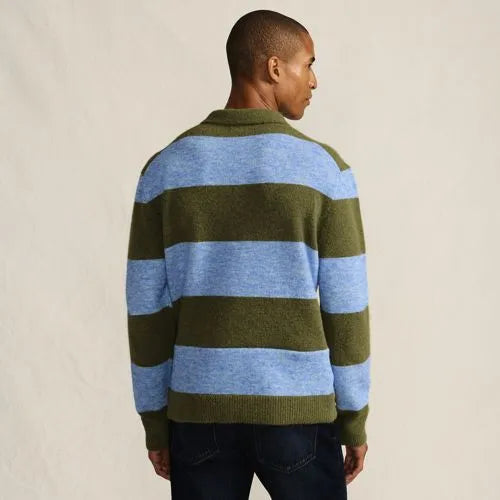Men's Long Sleeve Fuzzy Sweater Polo