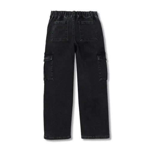 Girls Denim Cargo Wide Leg Jeans