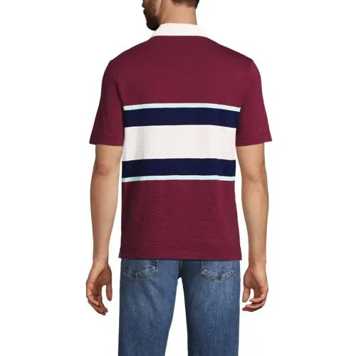 Men's Short Sleeve Lightweight Slub Rugby Polo