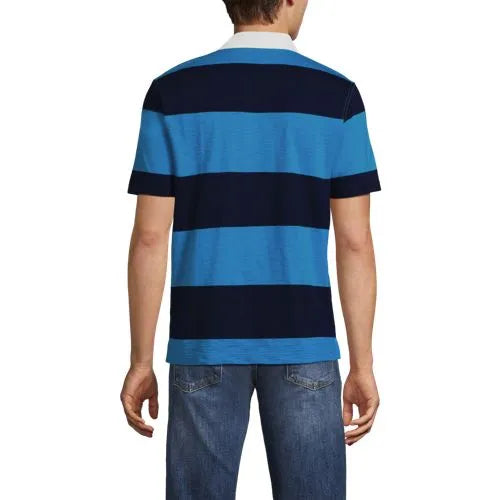 Men's Short Sleeve Lightweight Slub Rugby Polo