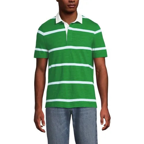 Men's Short Sleeve Lightweight Slub Rugby Polo