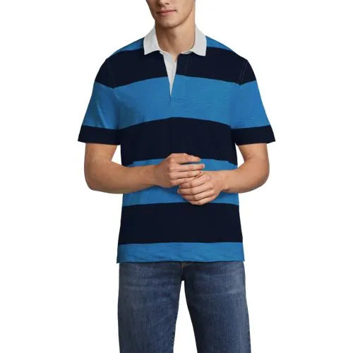 Men's Short Sleeve Lightweight Slub Rugby Polo
