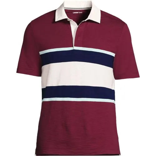 Men's Short Sleeve Lightweight Slub Rugby Polo