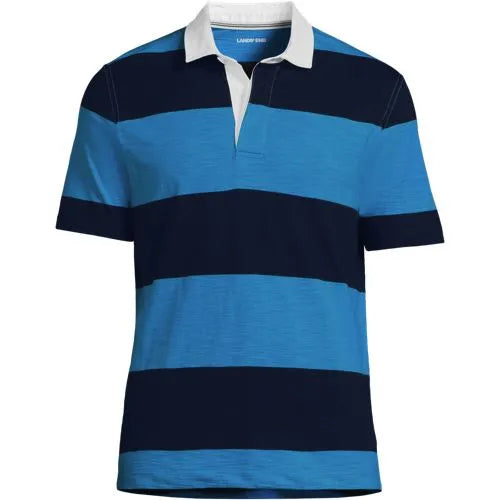 Men's Short Sleeve Lightweight Slub Rugby Polo