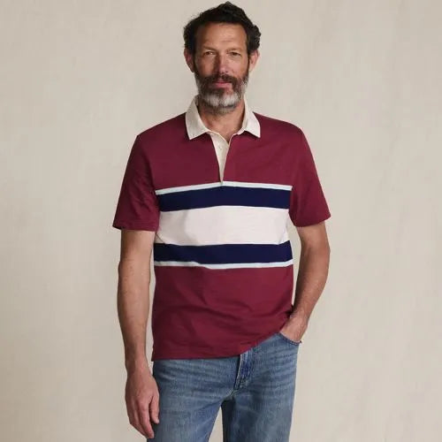 Men's Short Sleeve Lightweight Slub Rugby Polo