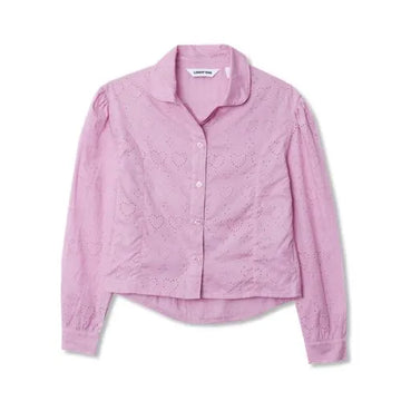 Girls Long Sleeve Woven Hearts Top