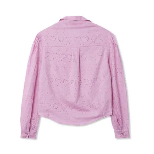 Girls Long Sleeve Woven Hearts Top