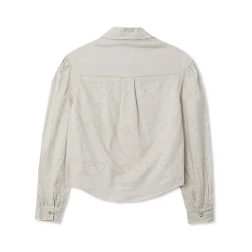 Girls Long Sleeve Woven Hearts Top