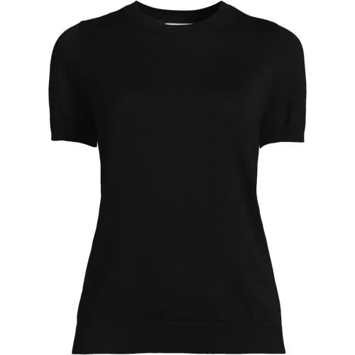 Women's Cotton Modal Short Sleeve Jewel Neck Pullover Sweater