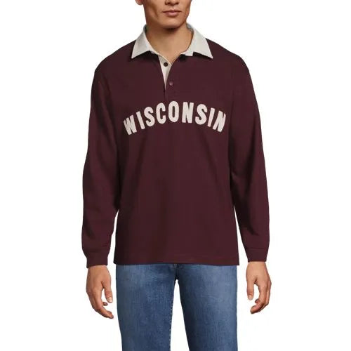 Men's Long Sleeve Rugged Rugby Embroidered Polo
