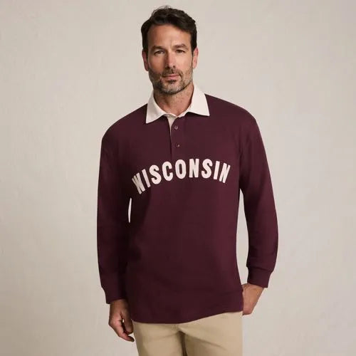 Men's Long Sleeve Rugged Rugby Embroidered Polo