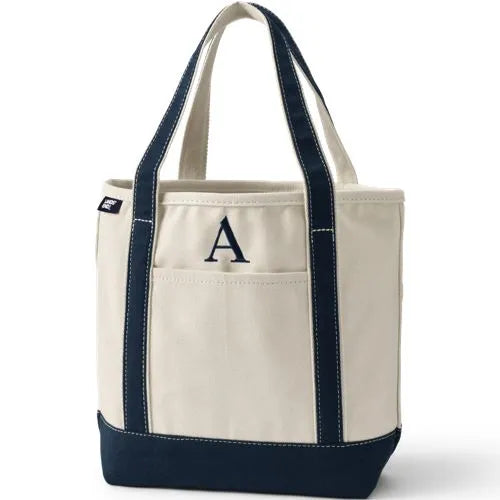 Pre-Monogrammed Letter A Canvas Tote Bag