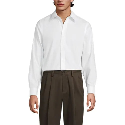 Men's Long Sleeve No Iron Pinpoint Stay Collar Dress Shirt