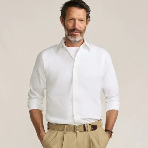 Men's Long Sleeve No Iron Pinpoint Stay Collar Dress Shirt