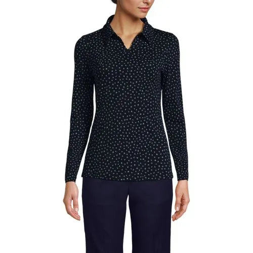 School Uniform Women's Supima Micro Modal Long Sleeve Convertible Collar Top