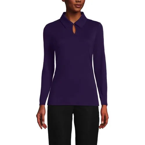 School Uniform Women's Supima Micro Modal Long Sleeve Convertible Collar Top