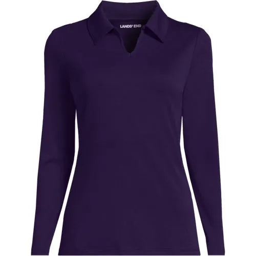 School Uniform Women's Supima Micro Modal Long Sleeve Convertible Collar Top