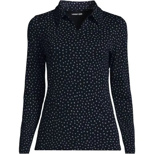 School Uniform Women's Supima Micro Modal Long Sleeve Convertible Collar Top
