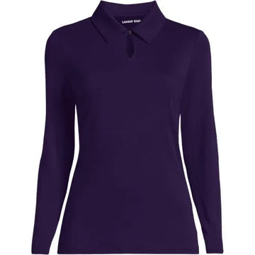 School Uniform Women's Supima Micro Modal Long Sleeve Convertible Collar Top