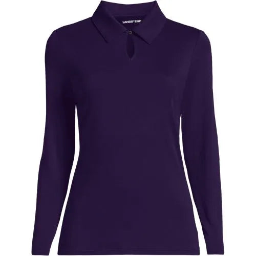 School Uniform Women's Supima Micro Modal Long Sleeve Convertible Collar Top