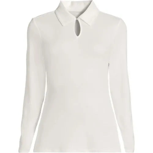 School Uniform Women's Supima Micro Modal Long Sleeve Convertible Collar Top
