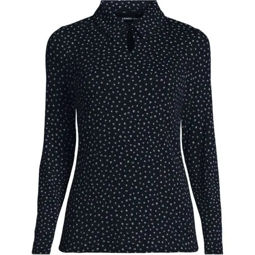 School Uniform Women's Supima Micro Modal Long Sleeve Convertible Collar Top