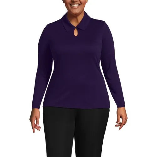 School Uniform Women's Supima Micro Modal Long Sleeve Convertible Collar Top