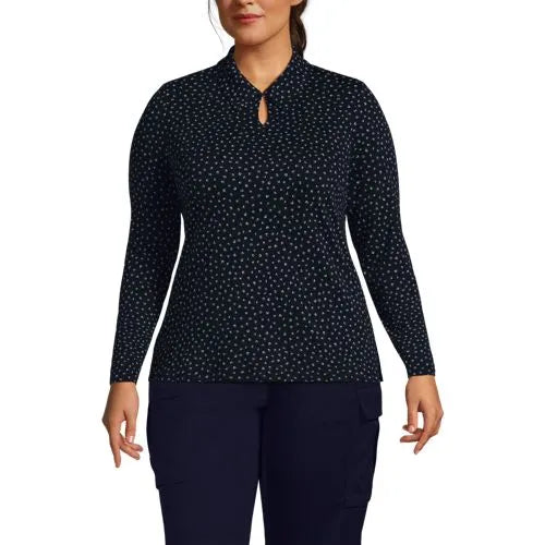 School Uniform Women's Supima Micro Modal Long Sleeve Convertible Collar Top