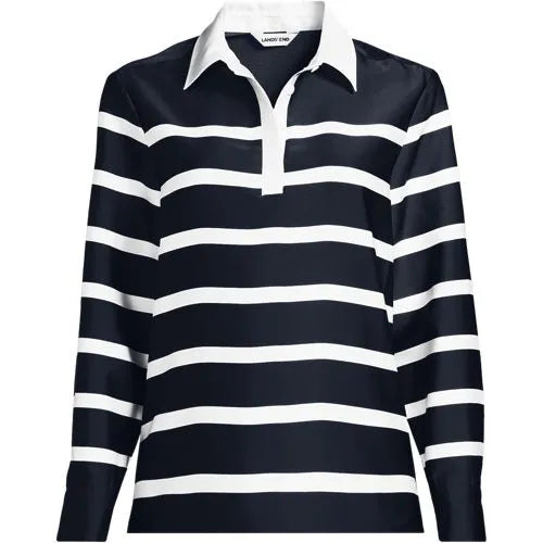 Women's Charmeuse Long Sleeve Contrast Collar Blouse