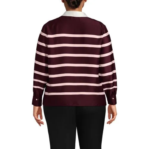 Women's Charmeuse Long Sleeve Contrast Collar Blouse