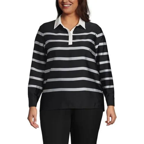 Women's Charmeuse Long Sleeve Contrast Collar Blouse