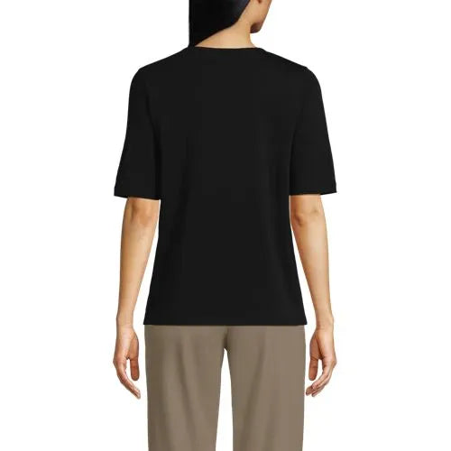 School Uniform Women's Supima Jersey Half Sleeve Splitneck Shirt