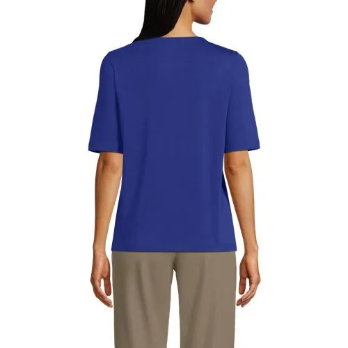 School Uniform Women's Supima Jersey Half Sleeve Splitneck Shirt