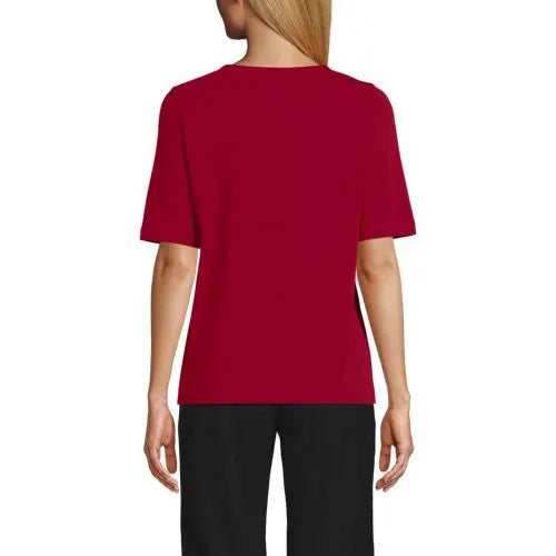 School Uniform Women's Supima Jersey Half Sleeve Splitneck Shirt
