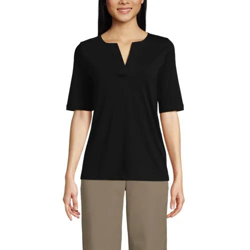 School Uniform Women's Supima Jersey Half Sleeve Splitneck Shirt