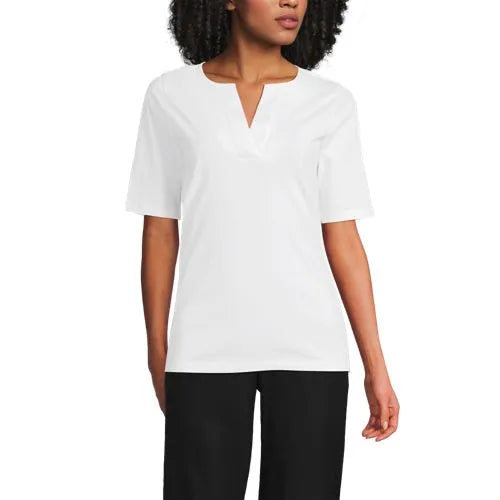School Uniform Women's Supima Jersey Half Sleeve Splitneck Shirt