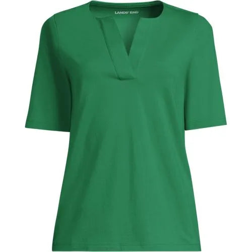 School Uniform Women's Supima Jersey Half Sleeve Splitneck Shirt