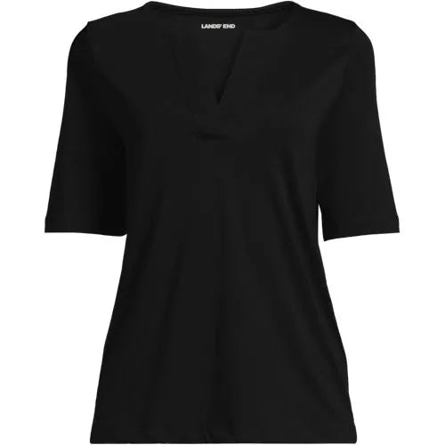 School Uniform Women's Supima Jersey Half Sleeve Splitneck Shirt