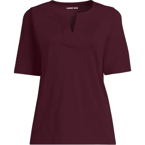 School Uniform Women's Supima Jersey Half Sleeve Splitneck Shirt