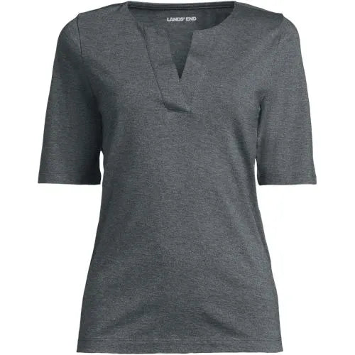 School Uniform Women's Supima Jersey Half Sleeve Splitneck Shirt