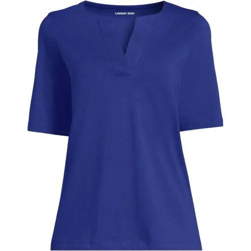 School Uniform Women's Supima Jersey Half Sleeve Splitneck Shirt
